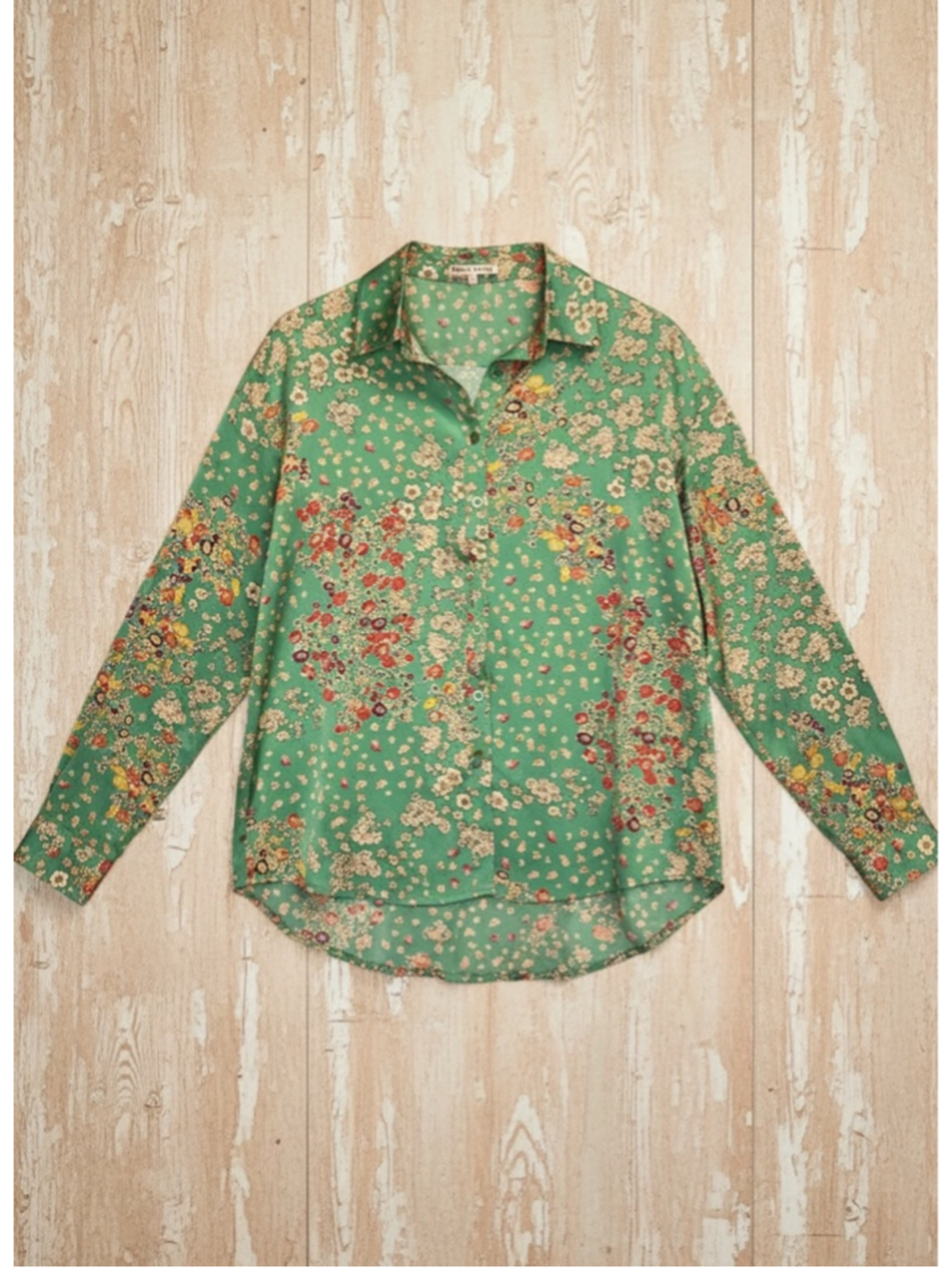 Bailey Rose Floral Button Up Blouse Green Boho Cottagecore Top M